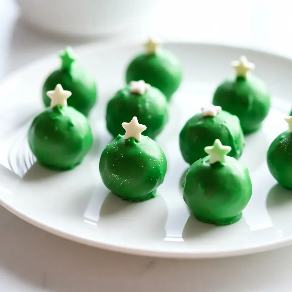 - 1 box vanilla cake mix - 3 large eggs - 1/2 cup vegetable oil - 1 cup water - 1 cup cream cheese frosting - 1 cup green candy melts - 1 cup white chocolate chips To make these Christmas Tree Cake Balls, you need some basic items. The vanilla cake mix provides the sweet base. You’ll need eggs, oil, and water to bring it all together. The cream cheese frosting adds moisture and flavor to the cake balls. Green candy melts give them their festive tree color. White chocolate chips create a lovely drizzle on top. - Edible glitter or sprinkles - Small star-shaped candies For extra fun, add edible glitter or sprinkles to your cake balls. They make your treats sparkle. You can also top them with small star-shaped candies. These tiny stars look great and add a special touch to your holiday treats. - Alternative for cake mix: You can use a homemade vanilla cake recipe. - Homemade frosting options: Making your own frosting? Try a simple buttercream or whipped cream cheese frosting. If you want to change things up, you can skip the cake mix. Instead, bake a homemade vanilla cake using flour, sugar, and other basics. If you prefer making frosting, buttercream works well. It’s easy and delicious. This way, you can customize flavors to your taste. {{ingredient_image_1}} 1. Mixing the batter Start by preheating your oven to 350°F (175°C). Grease and flour a 9x13-inch cake pan. In a large bowl, mix together the vanilla cake mix, three large eggs, half a cup of vegetable oil, and one cup of water. Stir until the batter is smooth and well combined. 2. Baking details Pour the batter into the prepared cake pan. Bake it for 25-30 minutes. To check if it’s done, insert a toothpick in the center. If it comes out clean, the cake is ready. Allow the cake to cool completely in the pan, then transfer it to a wire rack. 1. Crumbling the cooled cake Once the cake has cooled, crumble it into a large mixing bowl. Make sure there are no large chunks left. 2. Rolling into balls Add one cup of cream cheese frosting to the crumbled cake. Mix until the cake is moist. With your hands, roll the mixture into medium-sized balls, about one inch in diameter. Place the balls on a parchment-lined baking sheet. Freeze them for about 30 minutes to help them firm up. 1. Melting candy melts While the cake balls freeze, melt one cup of green candy melts in a microwave-safe bowl. Use 30-second intervals to melt, stirring in between. Make sure the candy is smooth and not too hot. 2. Applying decorations Dip each chilled cake ball into the melted green candy. Allow the excess to drip off before placing them back on the parchment. In another bowl, melt one cup of white chocolate chips until smooth. Drizzle or dip the white chocolate onto the green-coated cake balls. While the chocolate is still wet, sprinkle with edible glitter or festive sprinkles. Top each cake ball with a small star-shaped candy. Let the cake balls set at room temperature until the coating hardens. To ensure a moist cake, use fresh eggs and follow the mix instructions closely. Mix the batter until it’s smooth, but don’t overmix. This keeps the cake light. If your cake is dry, you may have baked it too long. Always check with a toothpick. If it comes out clean after 25 minutes, it’s done. For common issues, if your cake sinks, it might be due to underbaking. If it cracks, your oven may be too hot. Adjust your oven temperature and check it often. Using different coatings can elevate your cake balls. While green candy melts are festive, consider using chocolate or even colored candy melts. Each adds a unique look and taste. For decoration ideas, drizzle white chocolate over the green coating for contrast. Use edible glitter to add sparkle. Small star-shaped candies make great toppers, adding a fun holiday theme. For gatherings, arrange your cake balls on a festive platter. Shape them like a small Christmas tree for a wow factor. This makes a great centerpiece. To store and serve, keep the cake balls in an airtight container. They stay fresh for up to a week in the fridge. For longer storage, freeze them in a single layer. Thaw at room temperature before serving. Pro Tips Chill Before Dipping: Ensure your cake balls are completely chilled before dipping them in candy melts. This helps the coating set better and prevents the balls from falling apart. Customize Your Flavors: Feel free to experiment with different flavors of cake mix or frosting to create unique cake ball varieties that suit your taste. Keep It Festive: Use a variety of decorations like colored sprinkles, crushed peppermint, or edible glitter to give each cake ball a personalized and festive touch. Storage Tips: Store your cake balls in an airtight container in the refrigerator for up to a week. They can also be frozen for longer storage; just thaw them before serving. {{image_2}} You can switch up the flavor of your Christmas tree cake balls. Try using chocolate cake mix instead of vanilla. This adds a rich, deep flavor that pairs well with cream cheese frosting. Just follow the same steps, and you’ll have a new twist! For frosting, you can use other types too. Buttercream is great for a sweet touch. You might also try whipped cream cheese for a lighter feel. Each frosting brings a unique taste to your cake balls. If you need gluten-free options, there are gluten-free cake mixes available. They work just as well and taste great! Just ensure you check the brand for any extra steps needed. For vegan cake balls, replace the eggs with flax eggs. Use a plant-based frosting too. This way, everyone can enjoy these festive treats, no matter their diet! Give your cake balls a peppermint twist. Just add peppermint extract to the frosting for a fresh flavor. You can also mix in crushed candy canes for a crunchy surprise. You can use different holiday themes too. For example, use red candy melts for a festive look. Add blue or yellow sprinkles for a fun touch. Let your creativity shine through in these delightful treats! To keep your Christmas tree cake balls fresh, store them in the fridge. Place them in an airtight container. This helps them stay moist and tasty. They will stay good for up to one week. If you have a party, take them out just before serving. This keeps them cool and ready to eat. For longer storage, you can freeze the cake balls. First, place them on a baking sheet in a single layer. Freeze them for about an hour to firm up. Once they are solid, transfer them to a freezer-safe bag or container. They can last for up to three months in the freezer. To thaw, just take them out and leave them at room temperature for about 30 minutes. These cake balls can last about one week in the fridge. In the freezer, they can last up to three months. Watch for signs of spoilage, like a change in smell or texture. If they feel hard or dry, it’s best to toss them. Always check before you serve! You can make cake balls without a cake mix. First, you need to adjust the recipe. Use flour, sugar, baking powder, and eggs to create a basic vanilla cake. Here's a simple swap: - Dry ingredients: Combine 2 cups of all-purpose flour, 1 cup of sugar, 2 teaspoons of baking powder, and a pinch of salt. - Wet ingredients: Mix in 1 cup of milk, 1/2 cup of butter, and 2 eggs. This makes a fluffy cake from scratch. Bake it the same way as the box mix. Once cooled, crumble it like in the original recipe. Yes, you can use store-bought frosting. It saves time and adds a nice taste. Here are some pros and cons: - Pros: Quick and easy to use; available in many flavors. - Cons: May contain preservatives; can be too sweet for some. Recommended brands include Betty Crocker and Duncan Hines. They offer great flavors that pair well with cake balls. To make your cake balls shine, use various toppings. Here are some tips: - Use different coatings: Try colored candy melts, white chocolate, or dark chocolate. - Creative toppings: Add sprinkles, edible glitter, or crushed nuts. For festive designs, place a small star-shaped candy on top. This adds a holiday touch and makes them look like little Christmas trees. Arrange them on a platter to create a fun display! Creating delicious cake balls is simple with the right ingredients and steps. We covered essential items like cake mix, cream cheese frosting, and candy melts. You learned how to prepare, roll, and decorate your cake balls. I also shared tips for baking, decorating, and serving. Explore flavor variations and dietary adjustments to make these treats fit any occasion. Remember to store them properly for freshness. Enjoy making cake balls that impress and satisfy everyone at your gatherings!